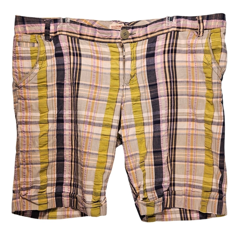 Mossimo Womens Y2K‎ Plaid Bermuda Shorts Size 17 Multi Colored Cuffed Summer